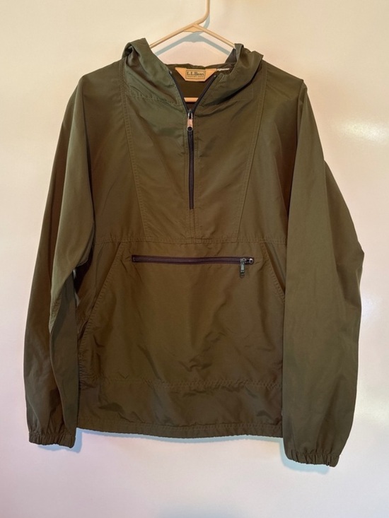 L.L. Bean Other - Vintage‎ LL Bean Anorak Windbreaker Pullover Jacket Olive Green Mens Hooded